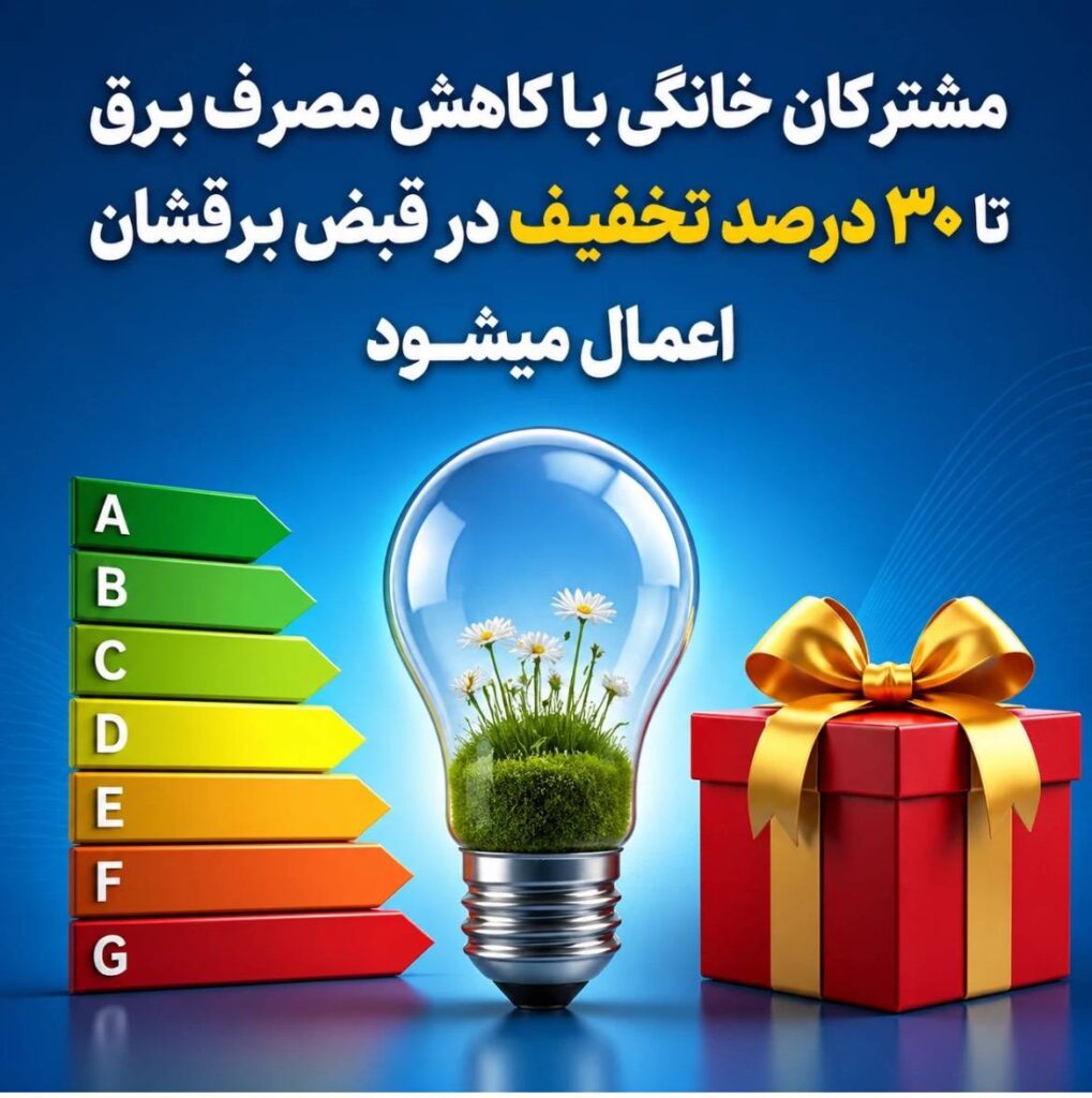تخفیف تا ۳۰ درصدی در قبض برق مشترکان خانگی